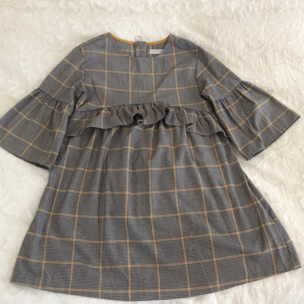Zara houndstooth dress with ruffle